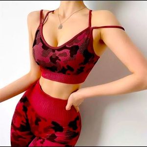 Army print Red bra and leggings set